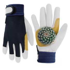 Gardening Work Glove Heavy Duty Gardening Gloves for Men Women Thorn Proof Leather Safety Working Gloves Tear Resistant Touch Screen Breathable Construction Gloves (White, Medium)