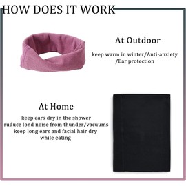 SETSBO Dog Quiet Ear Covers for Ear Protection, Calming Ear Muffs for Dogs/Cats - Hood for Anxiety Relief/Calming/Warm (2Pack Black &Purple M)