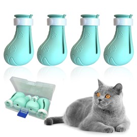 Cat Claw Covers - Anti-Scratch Shoes, Adjustable Silicone Paw Protectors for Grooming & Bathing, Prevents Scratching (Green)