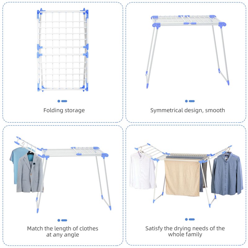 YUBELLES Clothes Drying Rack, Gullwing Laundry Rack, Collapsible, Space-Saving Laundry