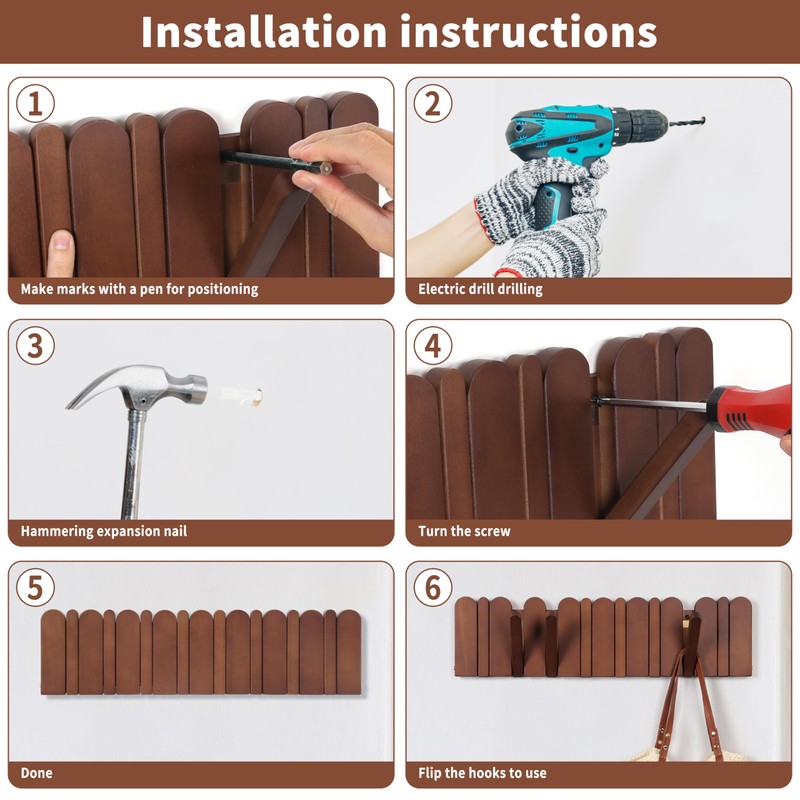 KYIAANY Wall Coat Rack for Entryway: Wooden Modern Heavy Duty