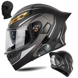 Bluetooth Modular Motorcycle Helmet DOT Certified Flip Up Full Face Integrated Anti-Fog Dual Mask Helmet Street Motorcycle Helmet Built-in Dual Speaker Microphone for Adults, Men & Women (C,Small)