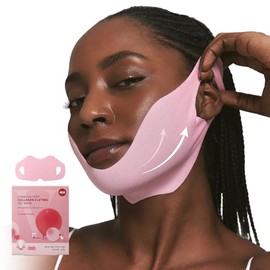ROUND LAB Camellia Deep Collagen V Lifting Gel Mask 1ea | Double-chin Turkey Neck Instant Face Lifting Mask, Cooling and Depuffing Face Toning Belt, F