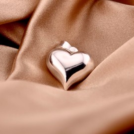 MARBARAS Sterling Silver 925 Heart Pendant for Necklace Puffy Polished Love Charm Solid Romantic Jewellery Gift Elegant Minimalist Design