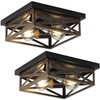 DIKAIDA 2Pack Rustic Flush Mount Ceiling Light Fixture, Modern Farmhouse