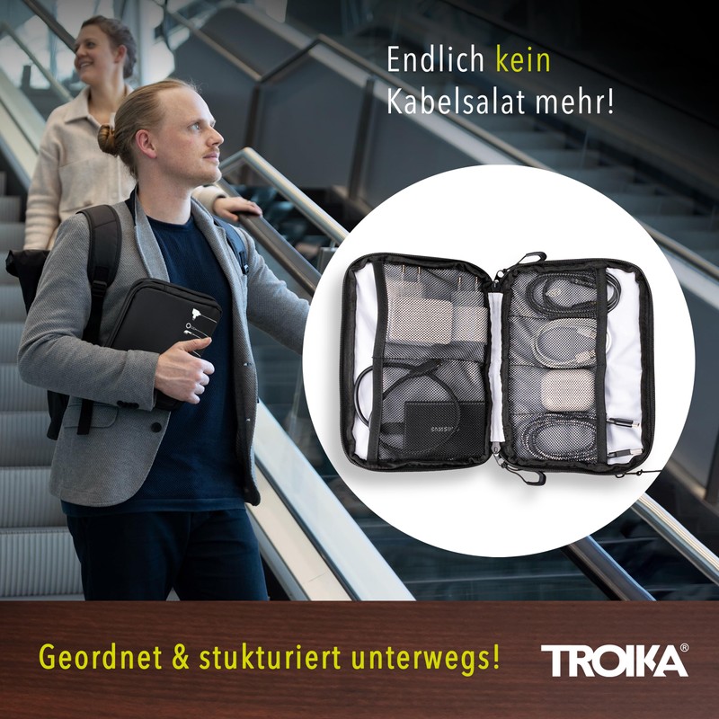 TROIKA Black Tech Pouch 2 - BBL64/BK - Cable Bag