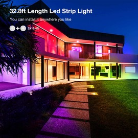 Outdoor LED Strip Lights Waterproof 32.8ft, LED Tape Lights with Remote, RGB Light Strips Outdoor, Room Lights Color Changing for Bedroom, 12V LED Light Strip Waterproof (16.4ft*2)
