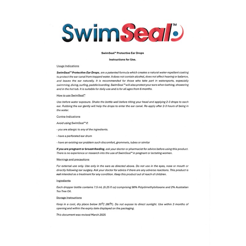 SwimSeal™ All Natural Swimmer's Ear Drops for Daily Use Rather