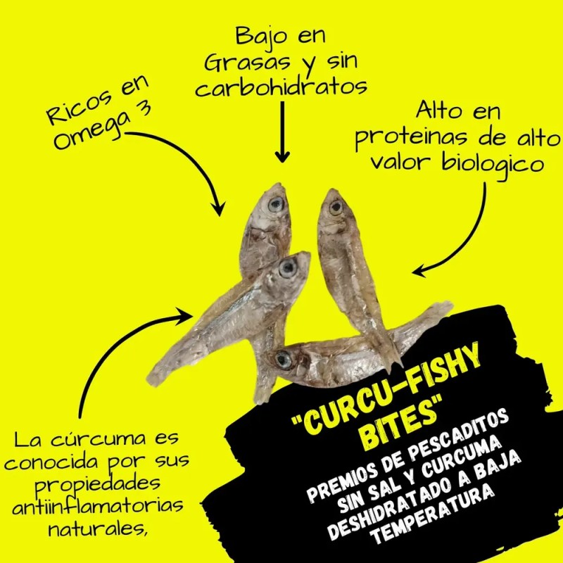 3-pack Premios Saludables De Pescado Espirulina Cúrcuma 100g