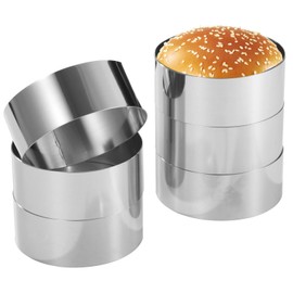 6Pcs Hamburger Bun Rings, 3.9×1.6" Stainless Steel Round Mousse Rings, Non-Stick Hamburger Baking Molds, Large Non-Rust Cooking Rings for Baking Burgers, Muffins, Eggs, Crumpets, Pancakes