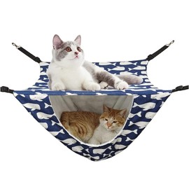 Pet Cage Hammock, 2 Tier Hanging Breathable Small Animal Sleeping Bag Cat Cage, Chair Hammock with Adjustable Belt, for Puppy Kitten Rabbit (Blue Whale)