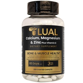LUAL Calcium Magnesium Zinc with Vitamin D – Bone & Muscle Support Supplement for Adults, 250 Coated Caplets, 83 Day Supply