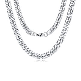 Lovans 14K Gold Plated Cuban Chain for Men and Women Stainless steel Curb Necklace in Color Gold and Silver Size (5 mm * 20 in, Silver)