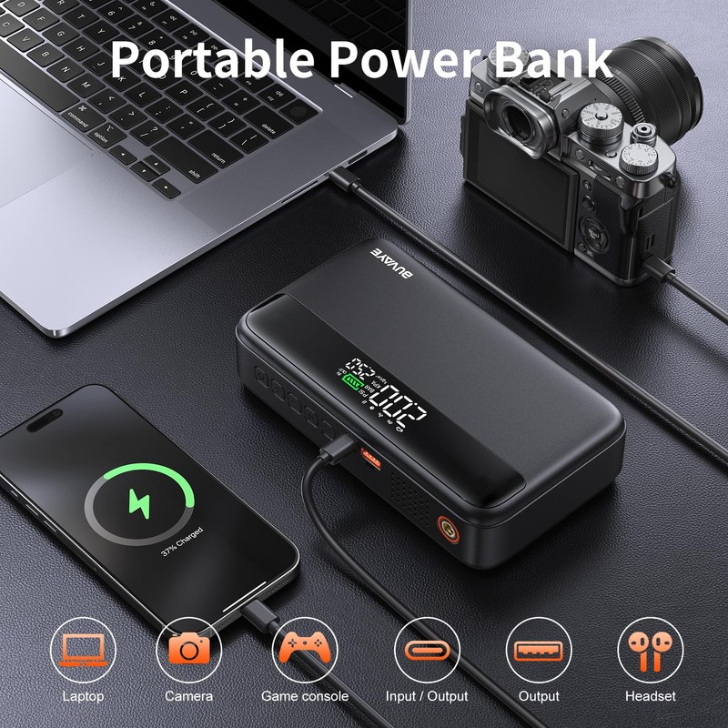 Jump Starter with Air Compressor, 5000A Battery Jumper Starter Portable