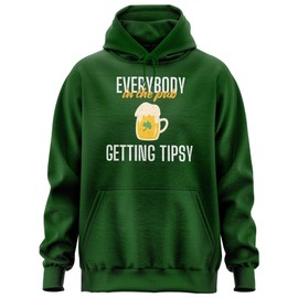 Printbox Originals Everybody In the Pub Getting Tipsy Hoody, St. Patricks Day Hoodie, Beer Mug Graphic Unisex Hoody Dark Green