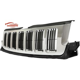 Sagnod Auto Replacement Front Grille Compatible with 2011-2013 Jeep Grand Cherokee Silvery With Black Shell Grill Replacement for 55079377AE CH1200341