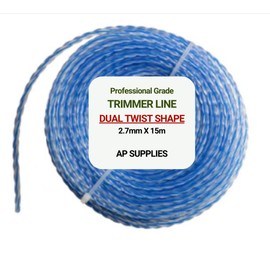 Strimmer Trimmer Line, Trim Cord Cable / Garden Grass Wire / Grass Trimmer / Strimmer Cord - superior cutting performance for all your lawn care and gardening needs.… (Blue Dual Twist, 2.7mm X 15m)