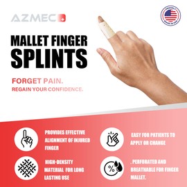 AZMEC Stax - Férulas de dedo – Ligeras y transpirables – Tamaño 2 DIP 1.9 pulgadas, color carne, se venden por DZ