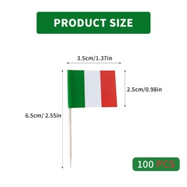 Pack of 100 Italian Flags Toothpicks, Italy Flag, Italy Country Toothpick Flags, Mini Italian Decorative Flag, Cocktail Fruit Sticks Flags for Sports Competition Party Pub Decoration