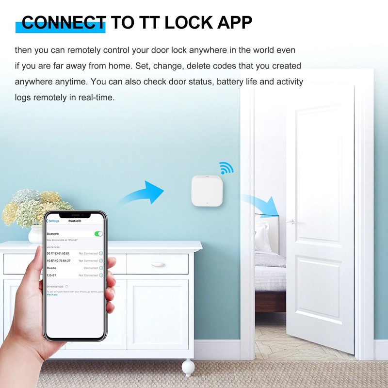 Clickinline Bluetooth WiFi Gateway Fingerprint Password Smart Electronic Door Lock