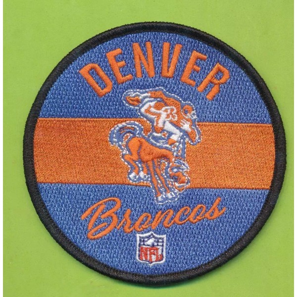 3-1/2" Circular Embroidered Iron On Retro Patch - Denver Broncos