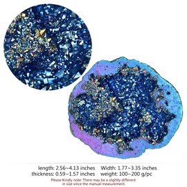 mookaitedecor Quartz Geode Stone Titanium Coated Natural Rock Crystal Cluster for Reiki Healing Meditation Home Decor 100-200 g, Multicoloured