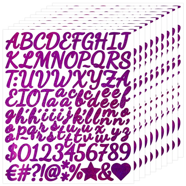 BINLINHONGO 1040 Small Glitter Alphabet Number Stickers,10 Sheets 1 Inch