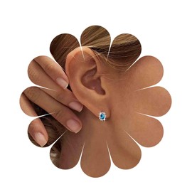 Inilbran Boho Sapphire Blue Earrings Blue Crystal Gemstone Earrings Vintage Sapphire Gemstone Stud Earrings Gold Rhinestone Sapphire Earrings Jewellery for Women and Girls