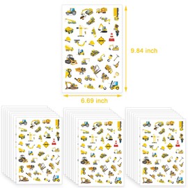 936PCS Construction Zone Party Stickers Party Favors Decorations Kids Construction Birthday Party Supplies Gifts Prize Goodie Bag Stuffers Tractor Truck Sticker(24 Sheets)