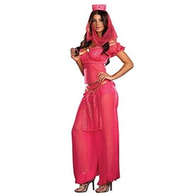 Womens Fancy Dress Belly Dancer Jasmine Aladdin Arabian Nights Princess Costume (Large, Red)