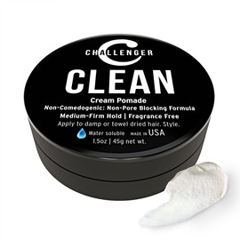 Challenger Fragrance Free Cream Pomade | Non-Comedogenic Styling Product | Unscented Hair Gel | Medium Firm Hold & Clean Ingredients | 1.5oz