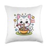 Cat Ramen Slurp Session Fun Food Animal Design Throw Pillow