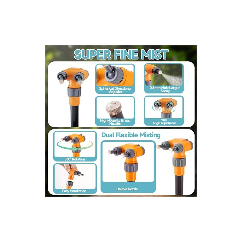 Portable Outdoor Misting System with Adjustable Nozzle