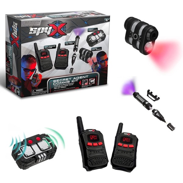 SpyX,Secret Comms Kit For Kids - 4 Piece Secret Agent Comms Set For Fun Spy Missions - Includes Walkie Talkies, Voice Changer, Spy Scope And Invisible Ink Pen, 6+ Years