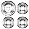 W10196405 W10196406 Chrome Drip Pans Kit Compatible for Whirlpool- 1x8"