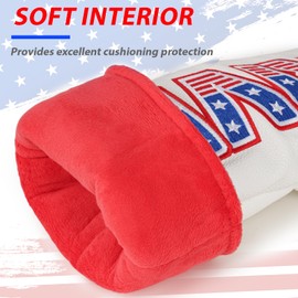 Craftsman Golf Headcover Set for Driver 3 5 Fairway Wood Hybrid Golf Club Head Cover, USA Flag Old Glory Design Golf Club Covers,Interchangeable Number Tag Offered