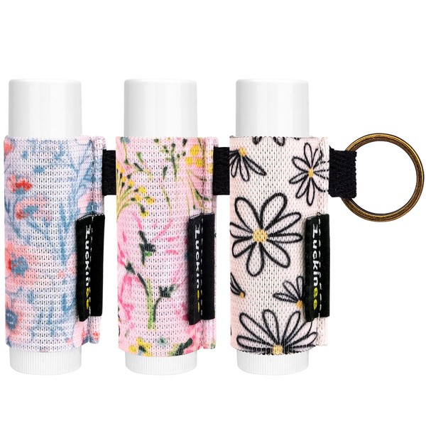 LUCKINEE LUCKINEE 3PCS Lip Balm Holder Keychain Print Chapstick Holder