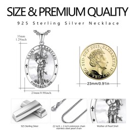XIXLES 925 Sterling Silber Oval Saint Sebastian Medaille Anhänger Halskette Saint Sebastian Schutz Schmuck Geschenk