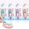 Mckkor Denture Brush 4 Pack,Double Sided Denture Toothbrushes, Multi-Layered Bristles
