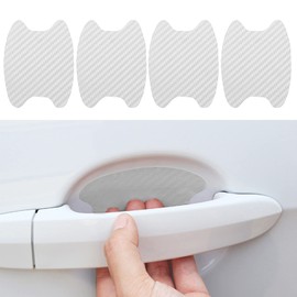 4PCS Car Door Handle Sticker, 3D Carbon Fiber Anti-Scratches Car Door Cup Protectorm, Non-Marking Auto Door Handle Scratch-Resistant Protective Film, Universal for Most Car Handles