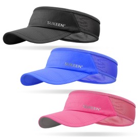 Sukeen 3 Pack Sports Sun Visor Men Women Lightweight Packable Cooling Stretchy Visor Hat for Running, Tennis, Golf