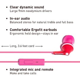 Panasonic RP-TCM125-P Con micrófono In-ear Rosa