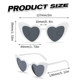 BinXiaoQin Heart Sunglasses Heart Glasses Heart-Shaped Glasses Heart Sunglasses Heart Sunglasses Heart Sunglasses Heart Glasses Heart Sunglasses, 2x White