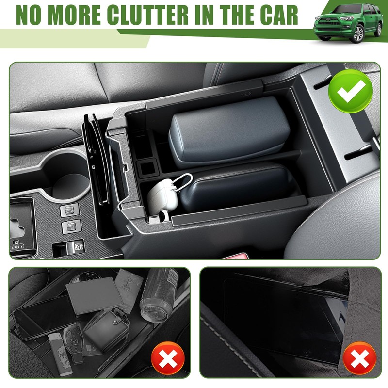 Qyebbk 2PCS Center Console Organizer for 2010-2024 Toyota 4Runner Insert