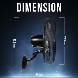 Tornado 20 Inch Professional High-Velocity Oscillating Wall Fan – Ideal for Industrial, Commercial, and Residential Use – 3-Speed Settings, 5250 CFM, UL Safety Certified