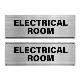 YIKIADA 2 Pack Electrical Room Sign 9 × 3 Inches Heavy-Duty Aluminum Reflective Rustproof Self Adhesive Signage for Business Home Store