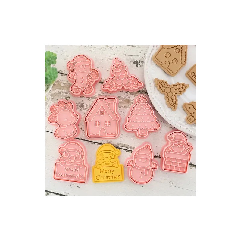 Kit 8 Pzs Cortadores De Galletas Navidad Moldes Repostería