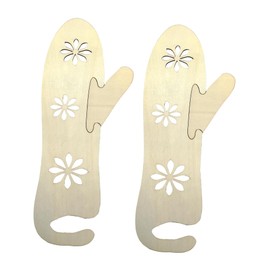 CHENNAN Pack of 2 Mitten Blocker Knitting Gloves Blocker Wooden Glove Knitting Tool Practical Knitting Tools Wooden Gloves for Knitting Mittens Size M (Floral Pattern)