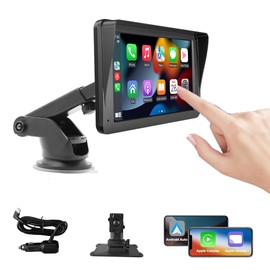 Portable Carplay Screen for Cars,Wireless Apple CarPlay and Android Auto Player, 7 Inch Touch Screen Bluetooth Hands-Free/Mirror Link/Map Navigation/Voice Control/TF Card/AUX for Cars, Trucks, SUVs