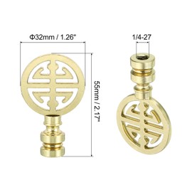 PATIKIL 1/4-27 Lamp Finial Cap for Lamp Harp Lampshade Top, 2 Pack Cap Nut Solid Metal Screw Cap Knob Lamp Shade Decoration for Table or Floor Lamp, Gold Tone